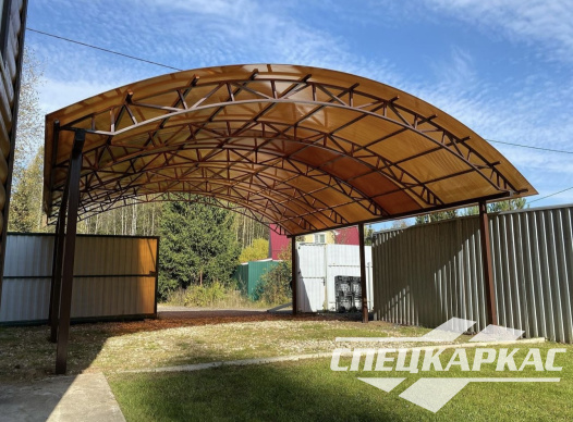 Навес на две машины из поликарбоната №85 - фото 1807
