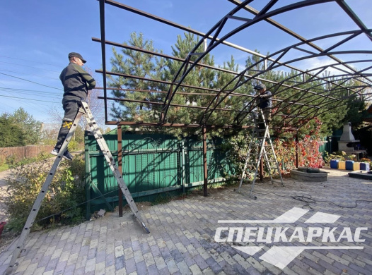 Арочный навес из поликарбоната на две машины №81 - фото 1762