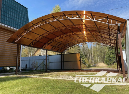 Навес на две машины из поликарбоната №85 - фото 1806