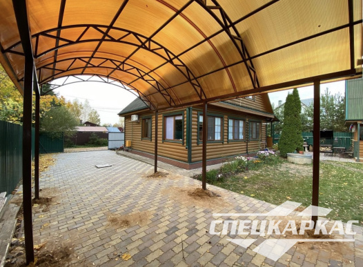 Арочный навес из поликарбоната на две машины №100 - фото 1959