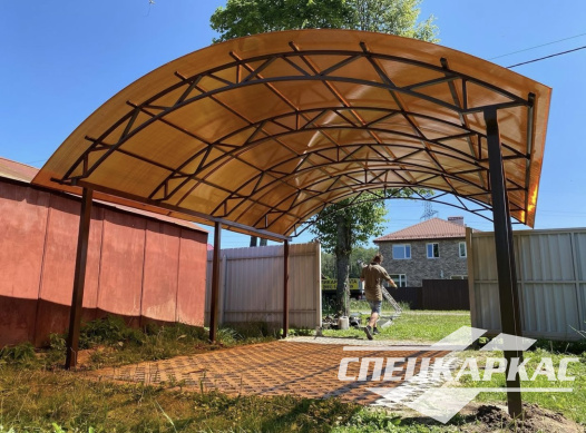 Металлический навес из поликарбоната для машины №16 - фото 1123