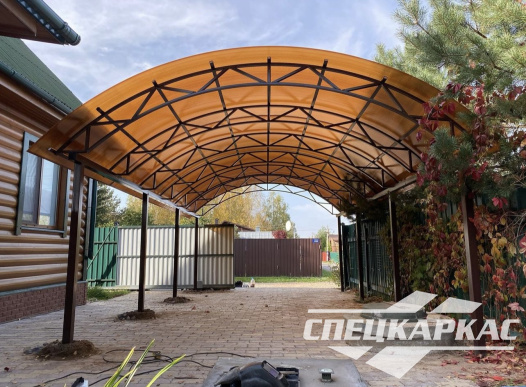 Арочный навес из поликарбоната на две машины №81 - фото 1770