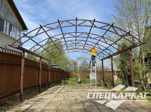 Усиленный навес из поликарбоната для парковки одного автомобиля №29 - фото 1248