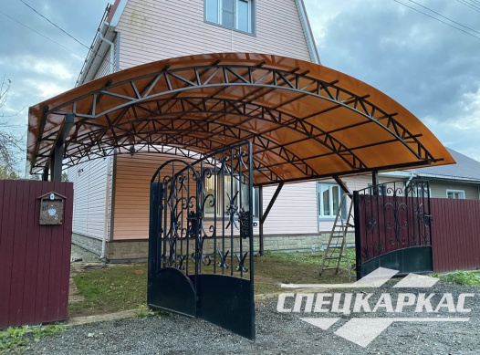 Навес для двух автомобилей из поликарбоната №64 - фото 1598