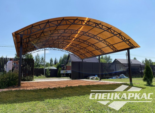 Усиленный металлический навес из поликарбоната для автомобилей №19 - фото 1156